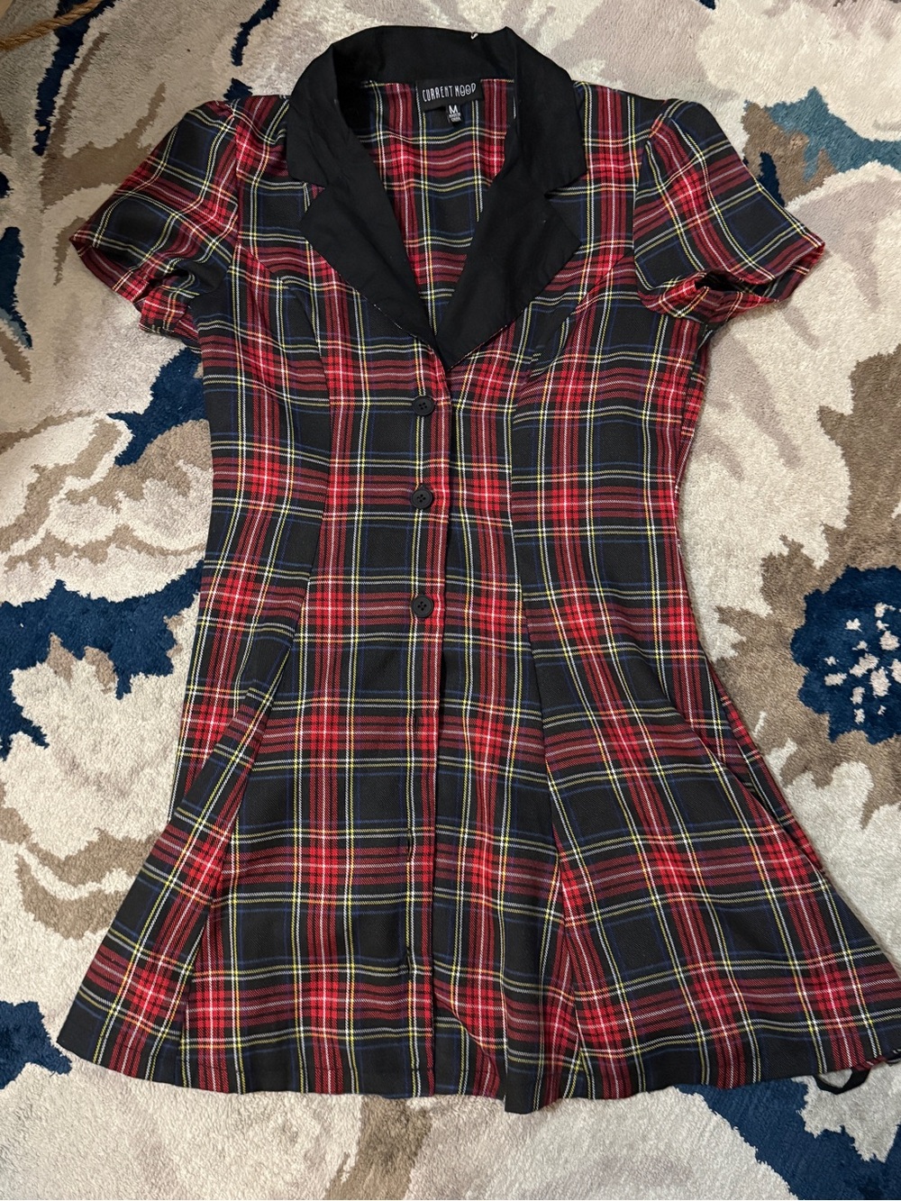 Current Mood Red & Black Plaid Short Sleeve Fit-and-Flare Dress